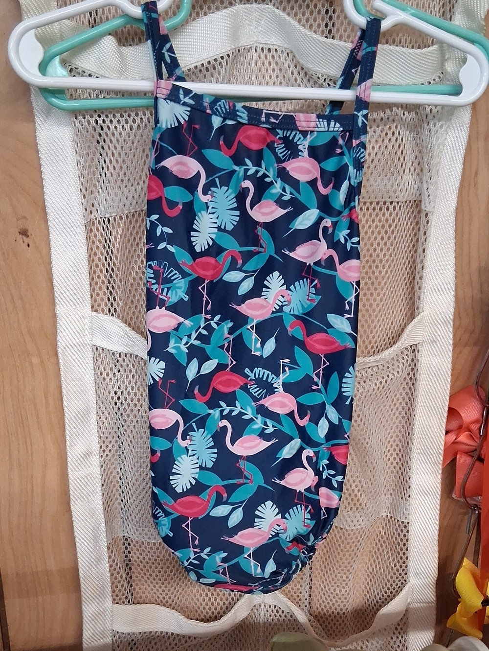 Girls Navy Flamingo One-Piece Swim Suit